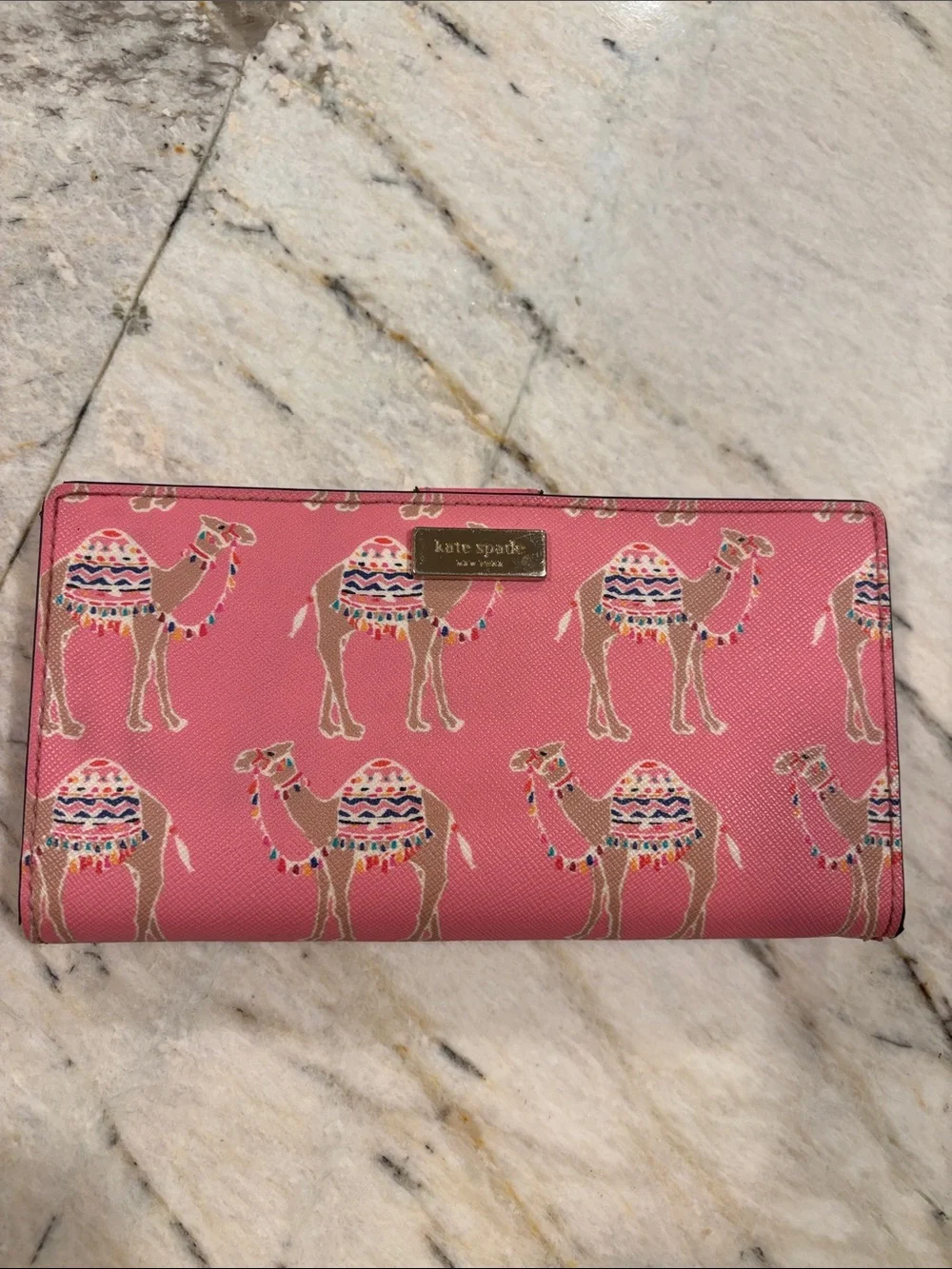 kate spade Pink Camel-Print Continental Wallet